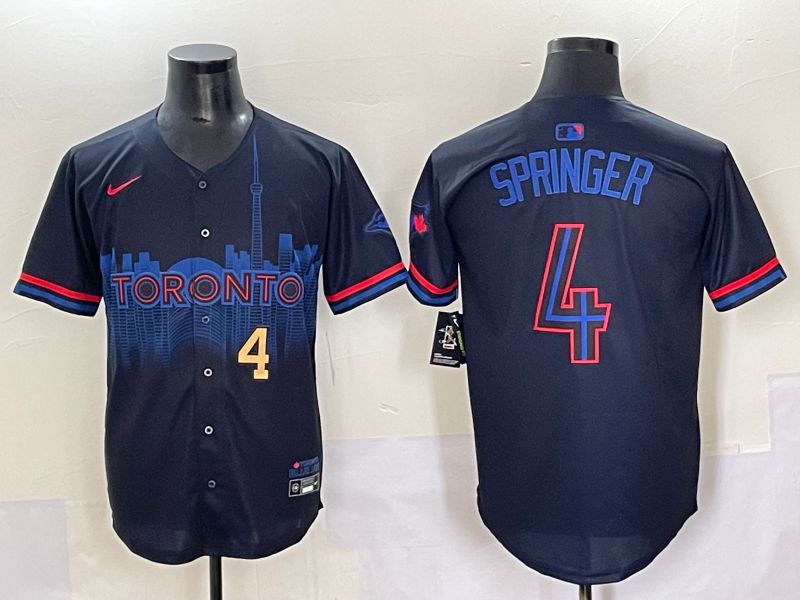 Men 2025 Toronto Blue Jays #4 Springer Black Joint Name Nike MLB Jersey style 2